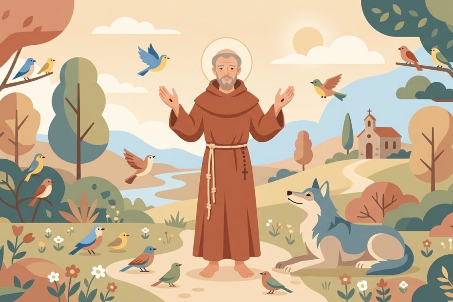San Francisco de Asís - Illustration prière catholique